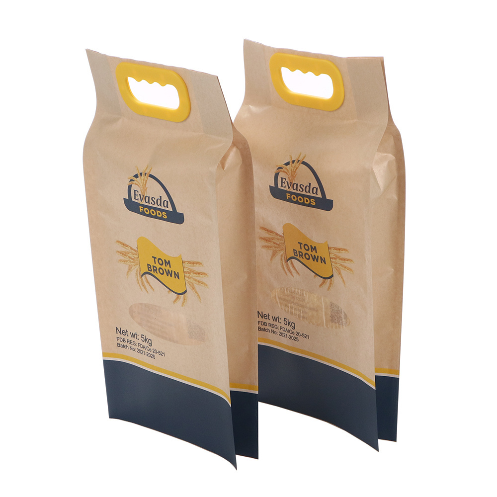 Custom Logo 1kg 5kg Wheat Flour Rice Kraft Paper Plastic Packaging Bags for Packaging