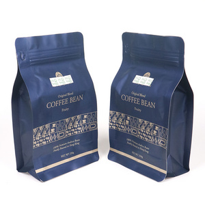 Custom Printed Biodegradable Empty Ziplock Flat Bottom Coffee Bags with Valve and Zipper