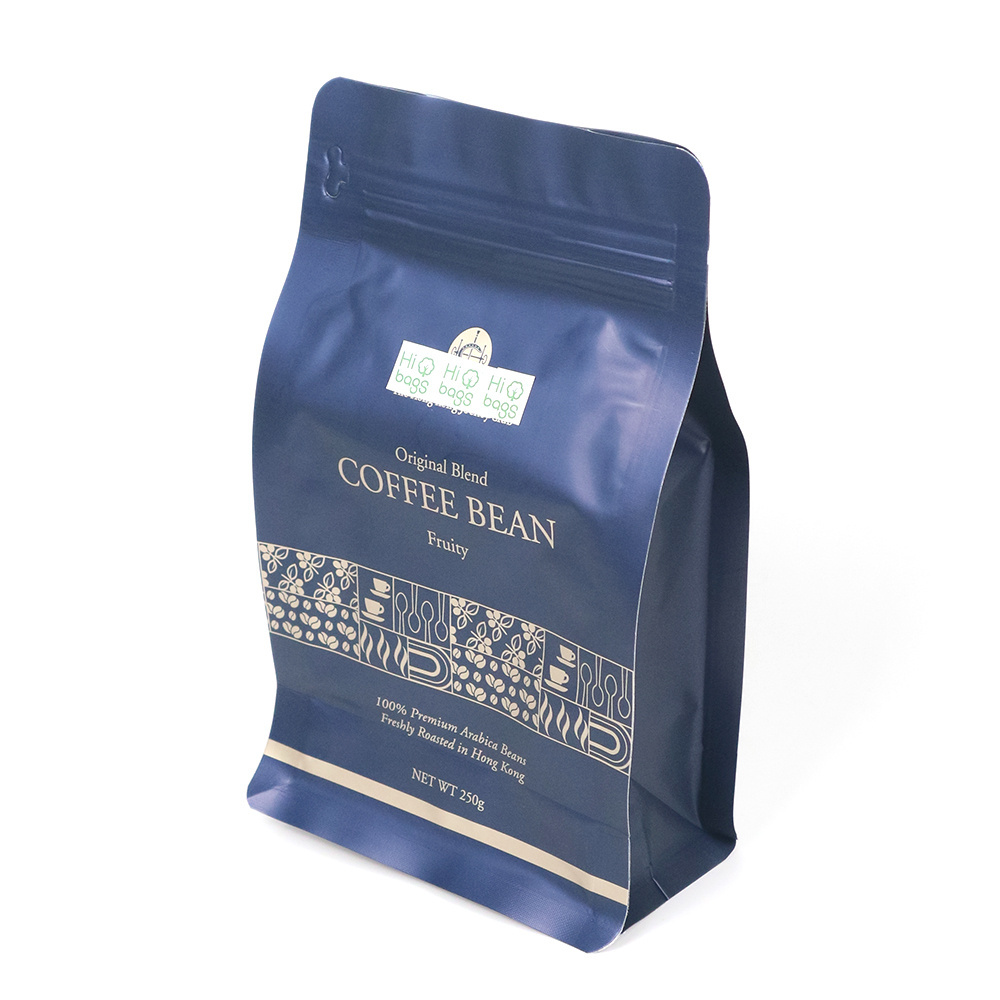 Custom Printed Biodegradable Empty Ziplock Flat Bottom Coffee Bags with Valve and Zipper