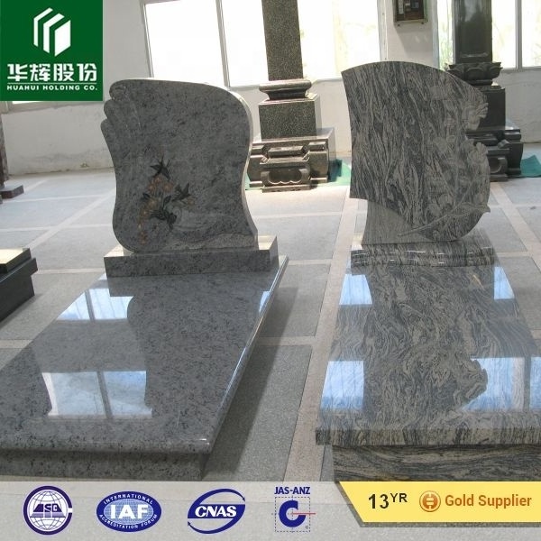 Custom Made Angel Carving Stone Granite Heart Shaped Tombstone Granite Headstone