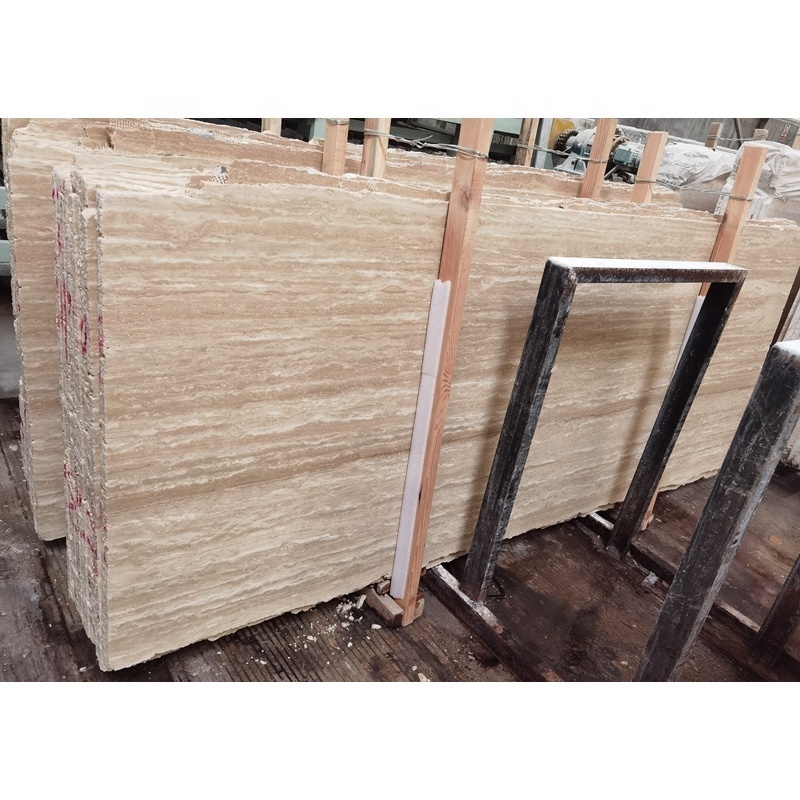 Roman Beige Travertine Polished Slab Floor and Wall Paving Materials Beige Travertine