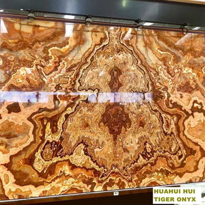 Translucent Tiger Onyx Slab Tile For Wall Background Natural  Onice Tanzania Brown Gold Marble Onyx