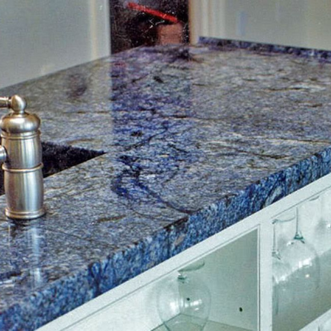 Polished Natural Brazil Azul Bahia Blue Marble Stone Countertop