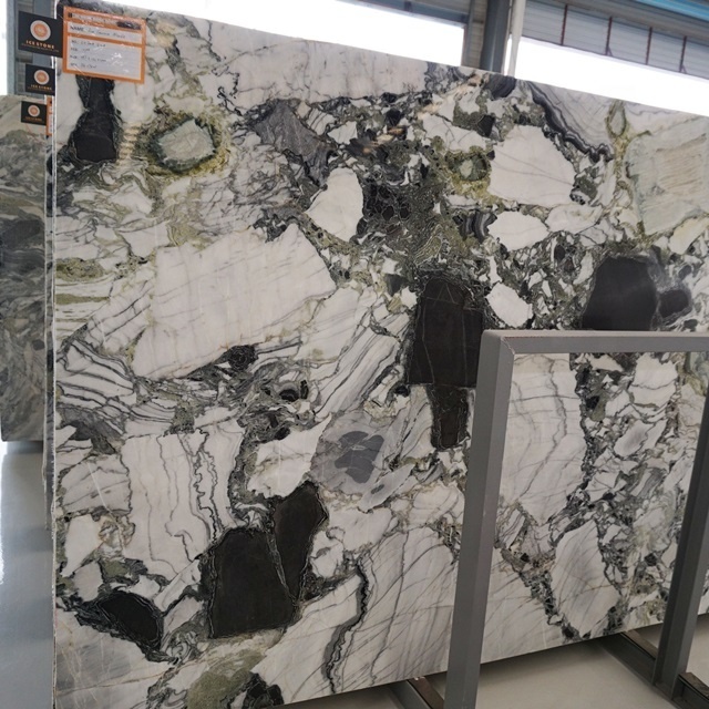 Chinese green onyx, white marble with green veins big slabs, tiles, factory price marble