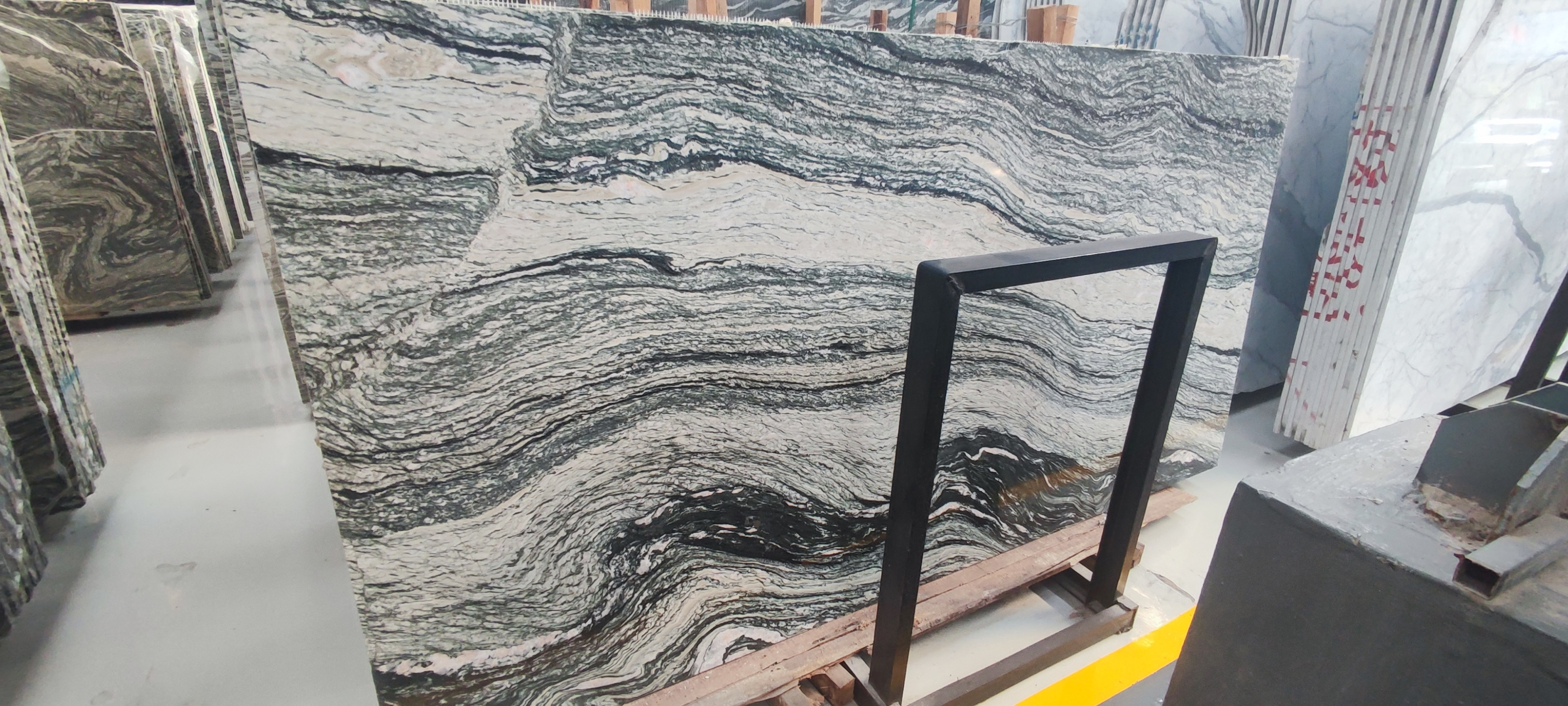 Marble Slab in Turkey Super water cloud yarn Sale Black Orange Stone Wall Acid Surface Technical Firebrick Cut