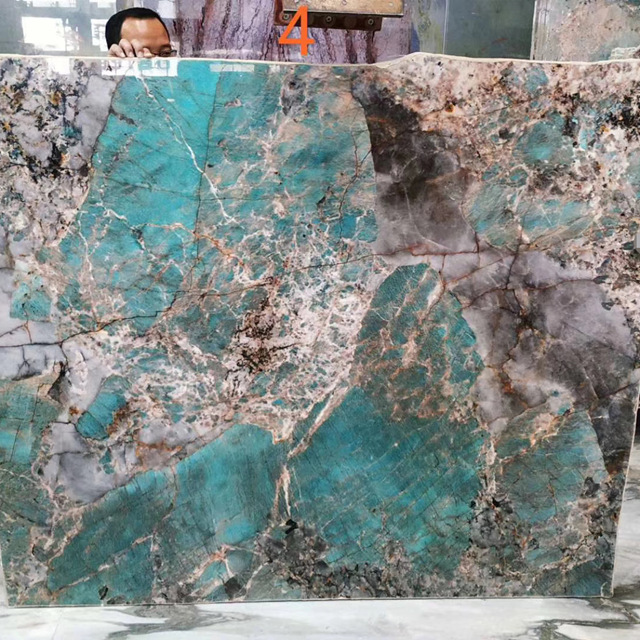 Polished amazonite granite slabs natural stone amazon green import stone