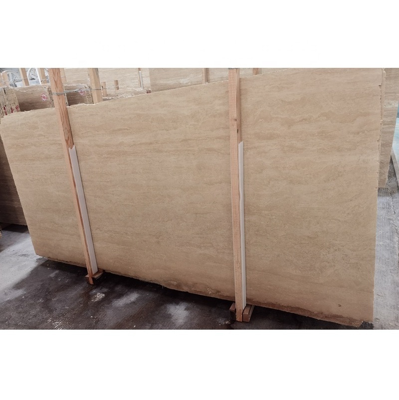 Roman Beige Travertine Polished Slab Floor and Wall Paving Materials Beige Travertine