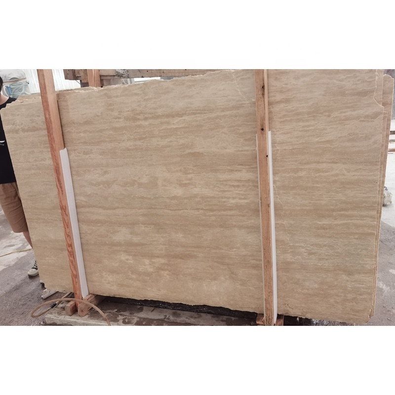 Roman Beige Travertine Polished Slab Floor and Wall Paving Materials Beige Travertine