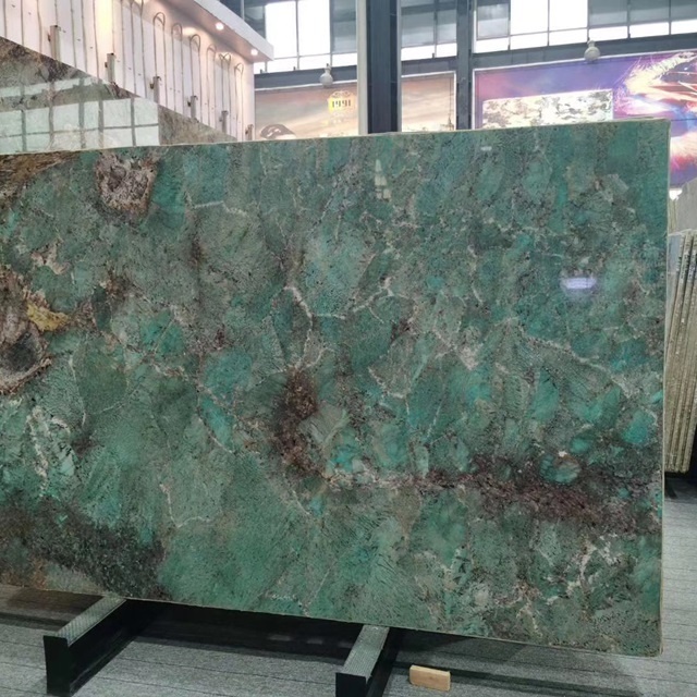 Polished amazonite granite slabs natural stone amazon green import stone