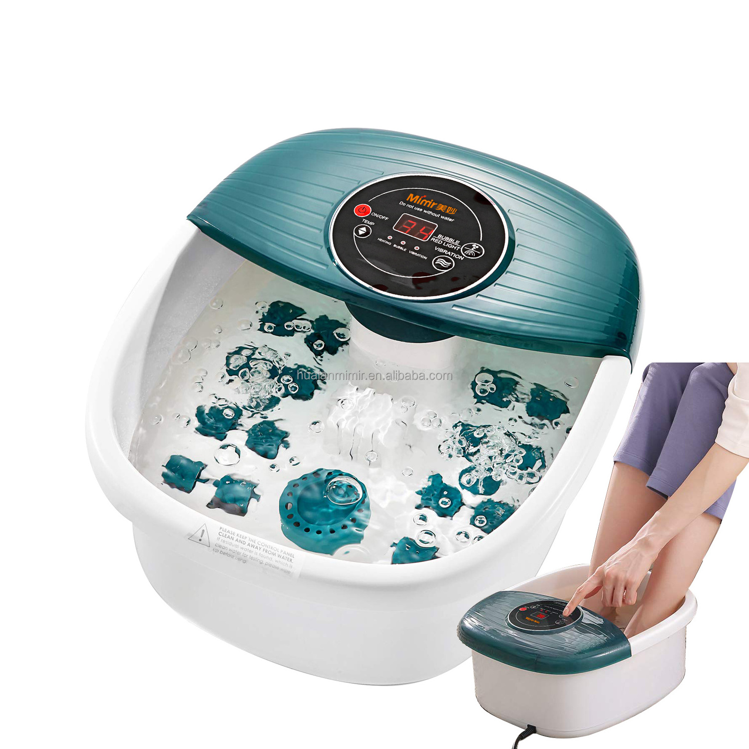 Large Bubble Foot Spa Bath Massager Machine With Full Massage Rollers And Herb Oil Salt Box