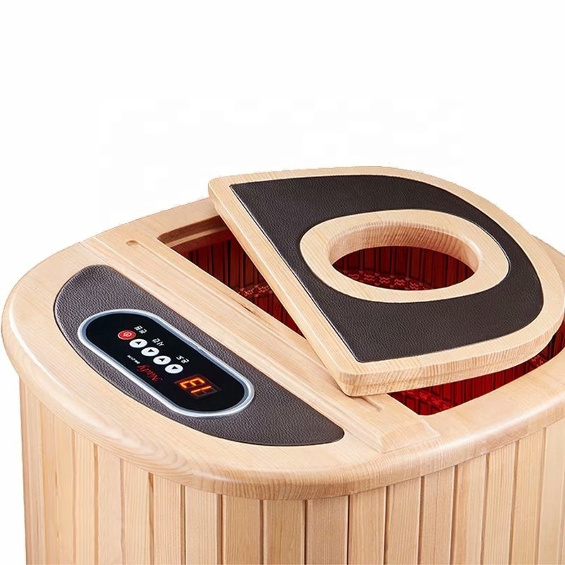 1 Person Far Infrared Wooden Steam Foot Sauna Tub with Jade Stone