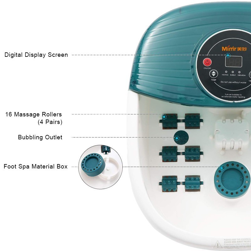 Large Bubble Foot Spa Bath Massager Machine With Full Massage Rollers And Herb Oil Salt Box