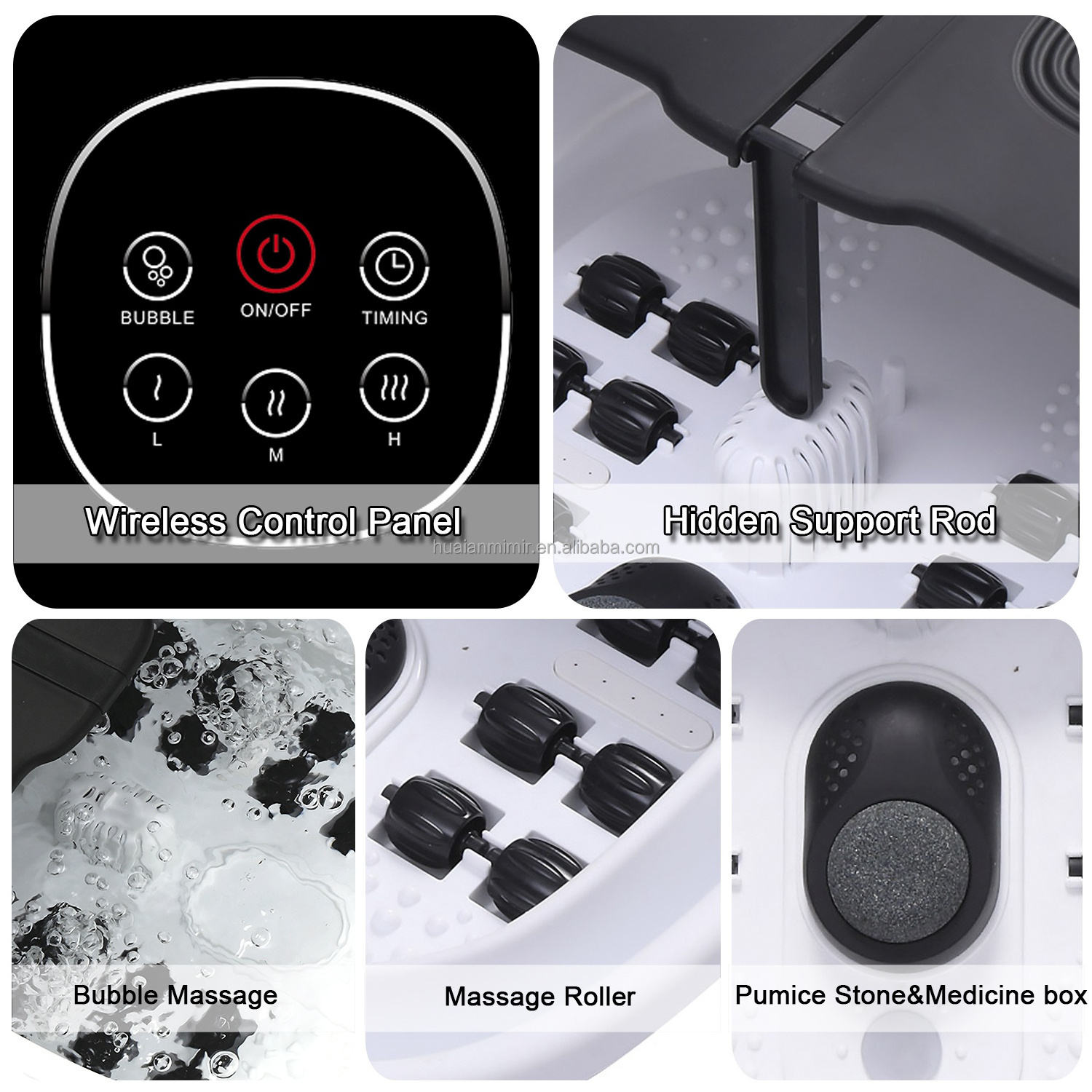 Electric Heating Water Jet Foot Spa Bath Massager Machine With Bubble Water Jet Massage Shiatsu Pumice Stone