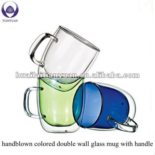 Widely Used colored new design heat resistance double wall glass tea cup and saucer