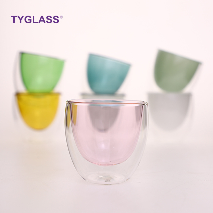 High Quality Eco-Friendly Borosilicate Glass Coffee Mug Double Wall Glass Tea Cup Dessert Ice Cream Cups Manufacturer