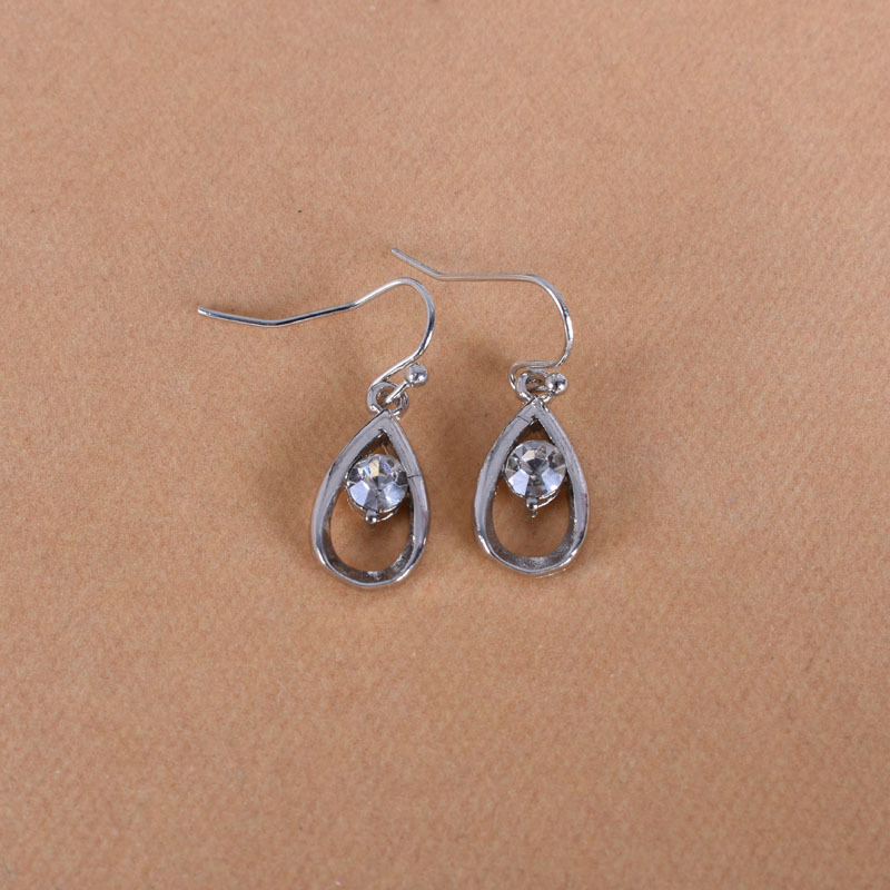 20079-1-1 925 Silver Crystal Wedding Long Earrings Hollow Out Water Drop Earrings for Women