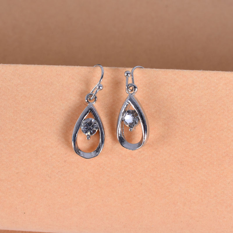 20079-1-1 925 Silver Crystal Wedding Long Earrings Hollow Out Water Drop Earrings for Women