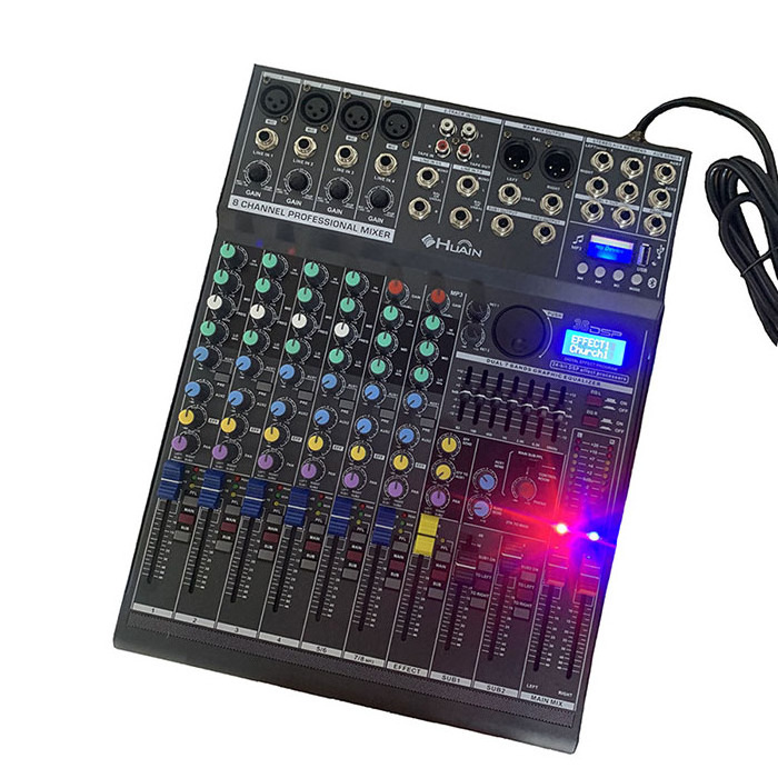 HUAIN 8 Channel guitar digital consola mixer With USB controller audio professional console  mixer