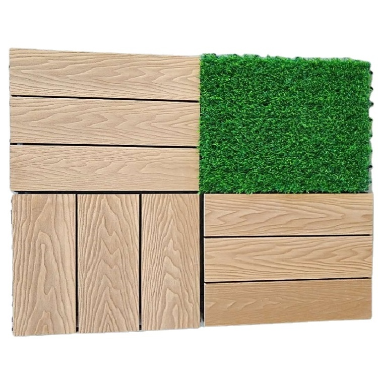 300*300mm landscape artificial grass interlocking turf tiles