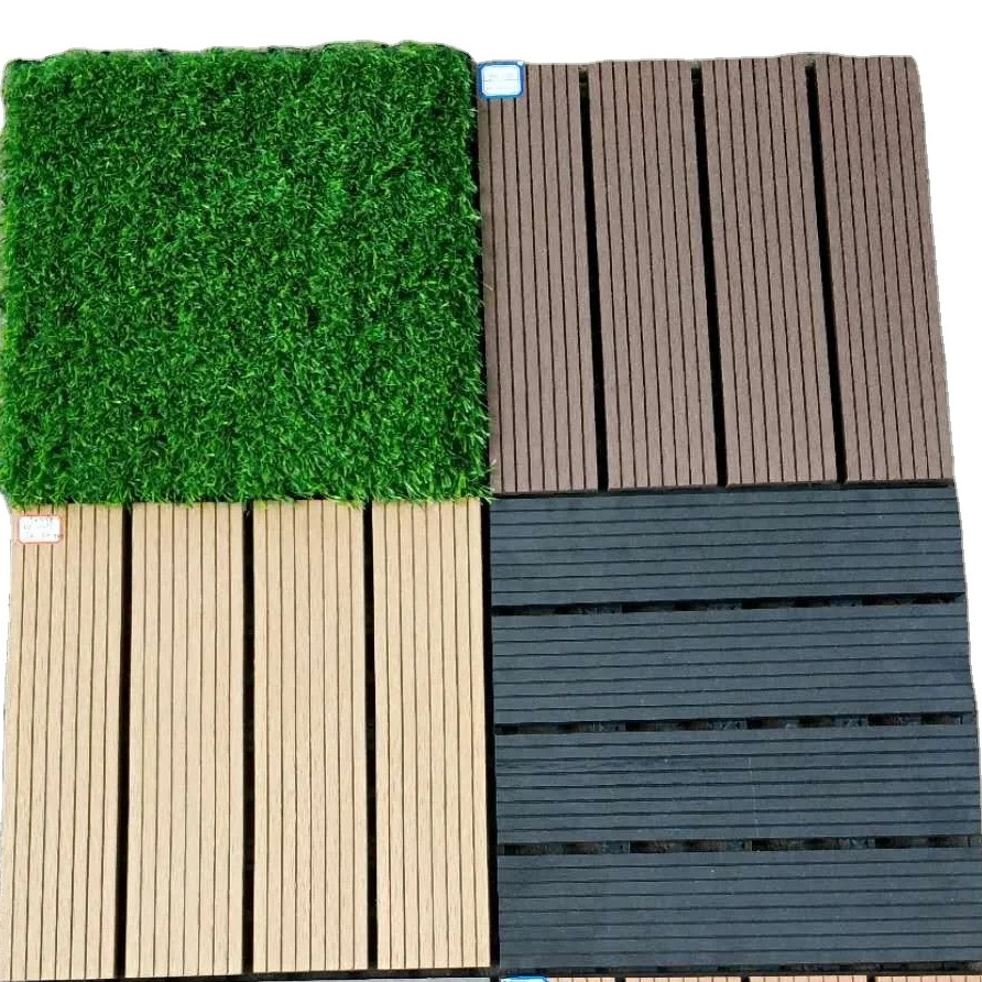 300*300mm landscape artificial grass interlocking turf tiles