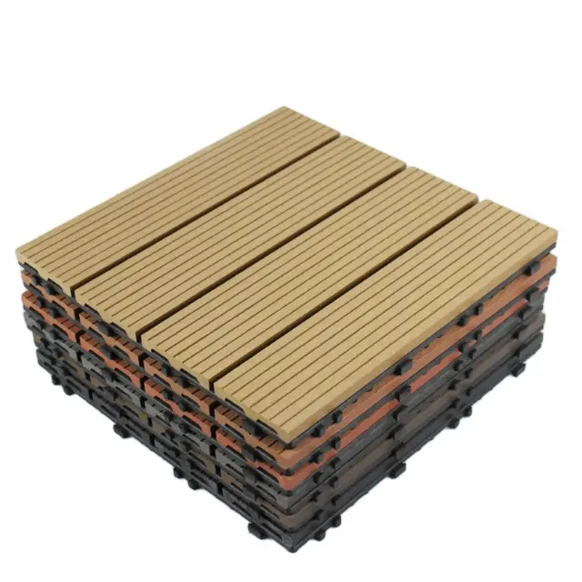 Terrasse WPC Tile Interlocking Wood Deck Tiles Composite Deck Boards Outdoor DIY Floor Tiles for garden deck