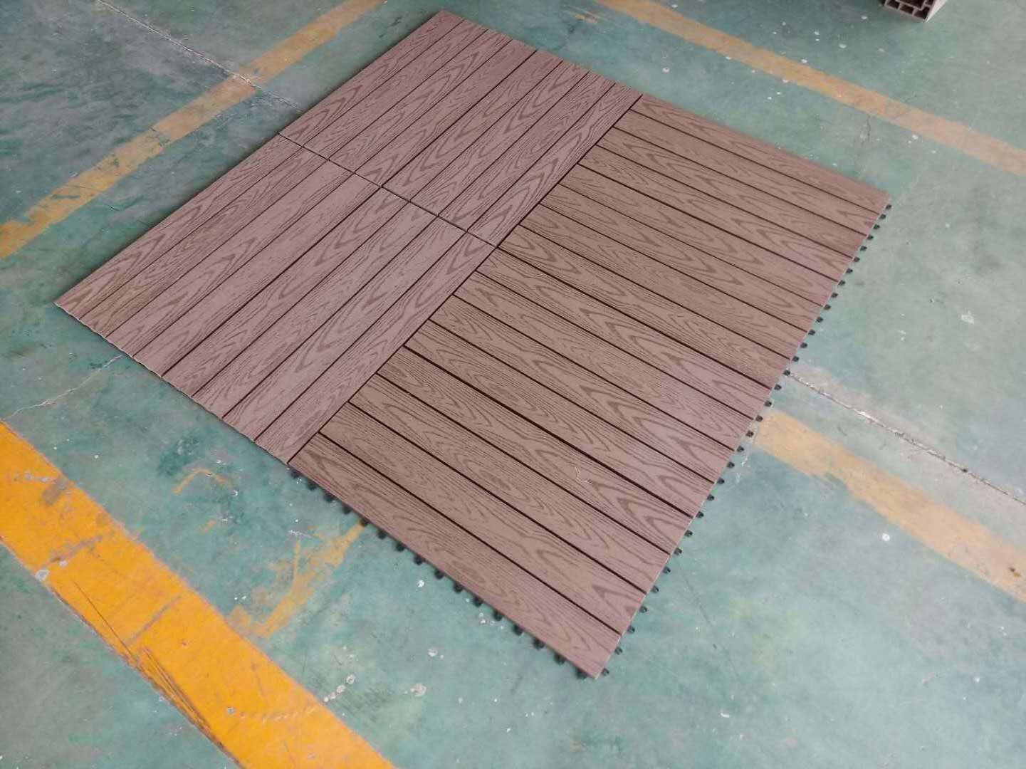 Wooden floor tile Interlocking wpc easy install easy movable floor tiles outdoor composite decking