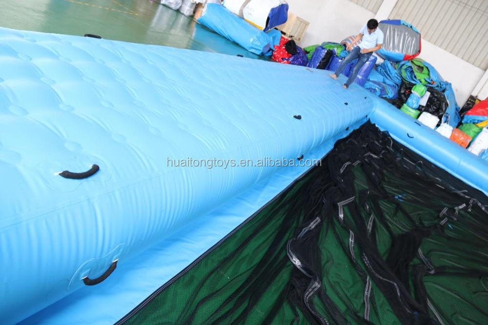 PVC sea/lake floating inflatable swimming pool rectangular inflatable pool with black net