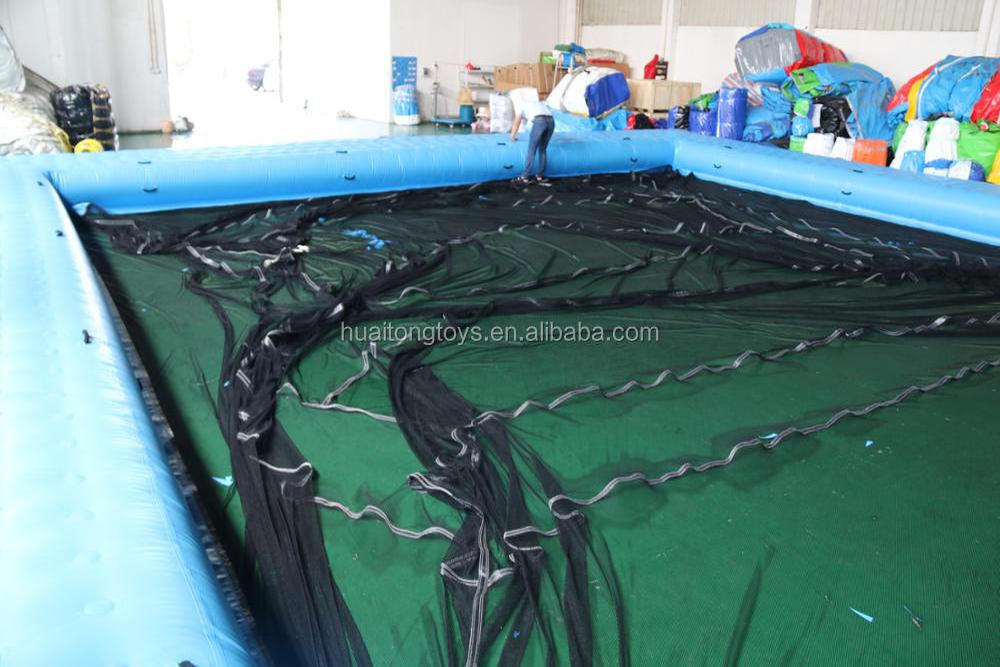 PVC sea/lake floating inflatable swimming pool rectangular inflatable pool with black net