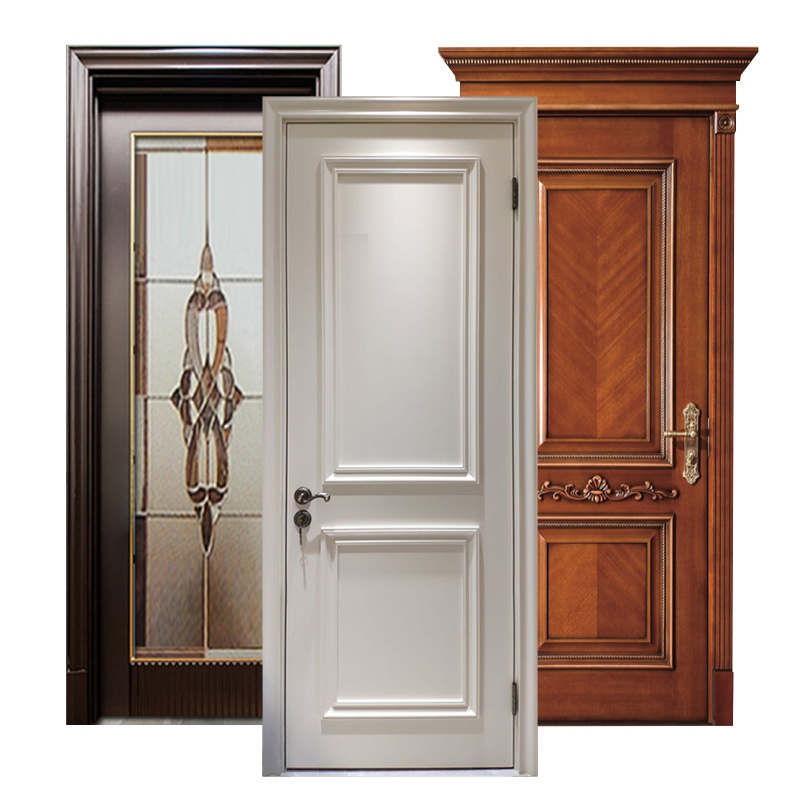 Luxury sound proof Solid timber Wood Door With Painted Veneer Wooden Door other door