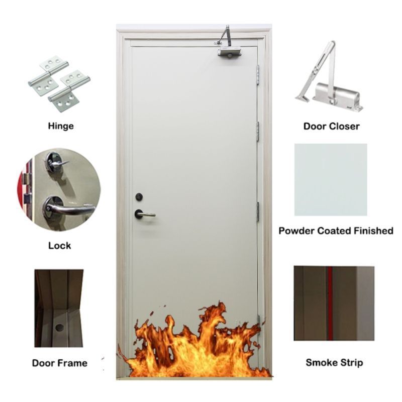 Cheap Uk Bs Certificate One And Half Hours Fire Rated Steel Doors Apartment Fire Protection Door