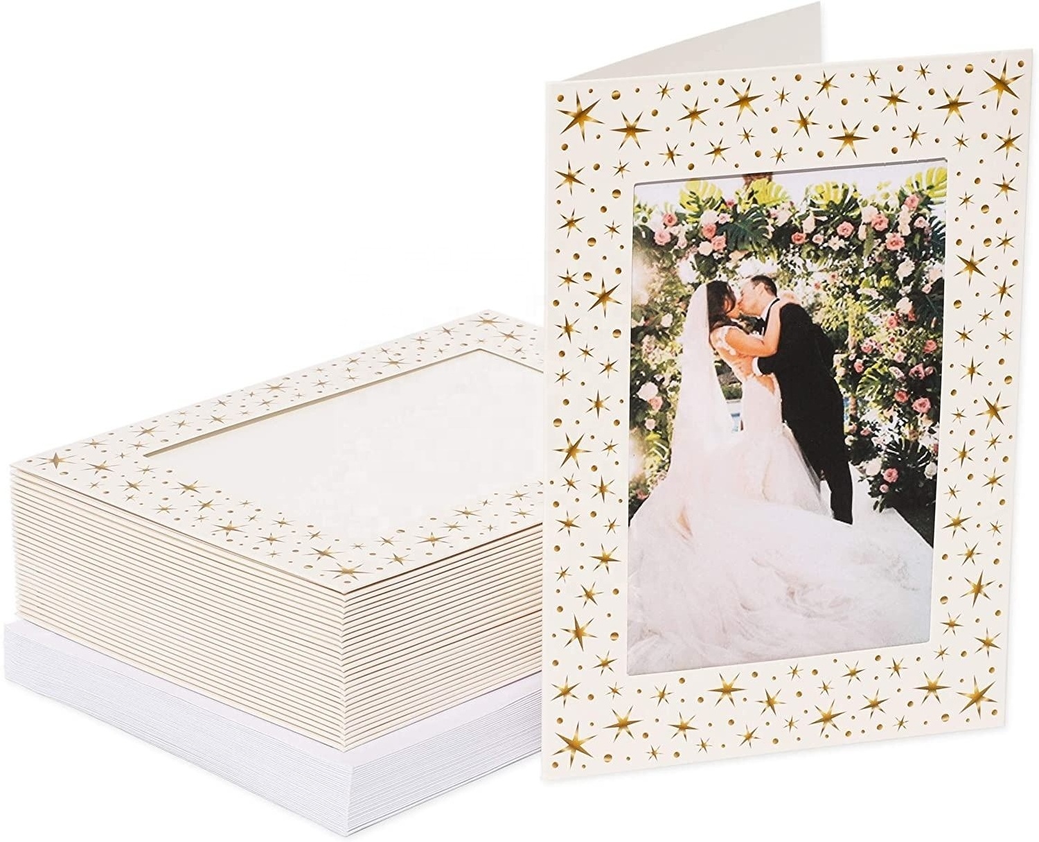 Custom Paper Picture Frame Folder for 4*6 inch photo cards for graduation wedding blank photo Insert Note Card with envelopes