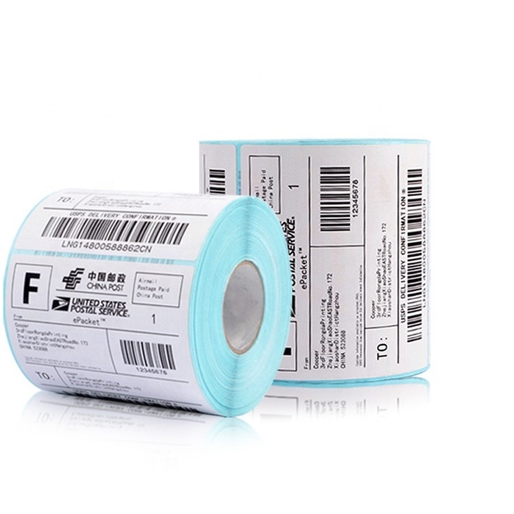 custom size waterproof adhesive waybill logistics barcode thermal label sticker paper roll