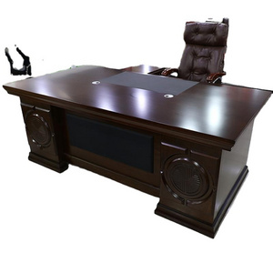 Luxury Boss Wooden Workstation Desk / Beautiful Hard Wood Executive Office Desk