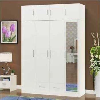 Bedroom furniture Antique style  White lacquer Solid wood Wardrobe with mirror in China