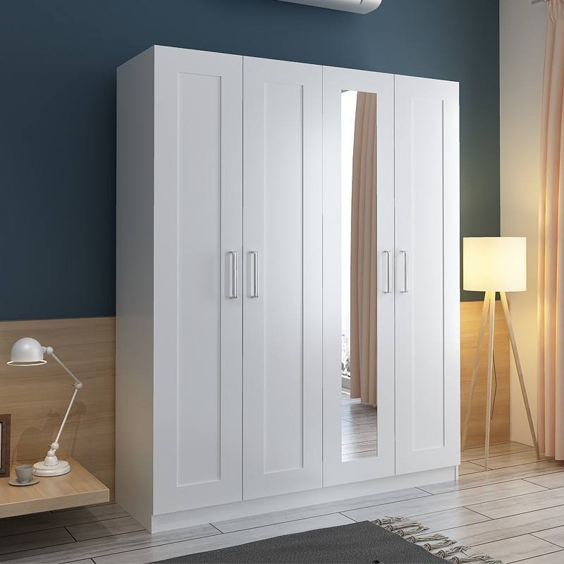 Bedroom furniture Antique style  White lacquer Solid wood Wardrobe with mirror in China