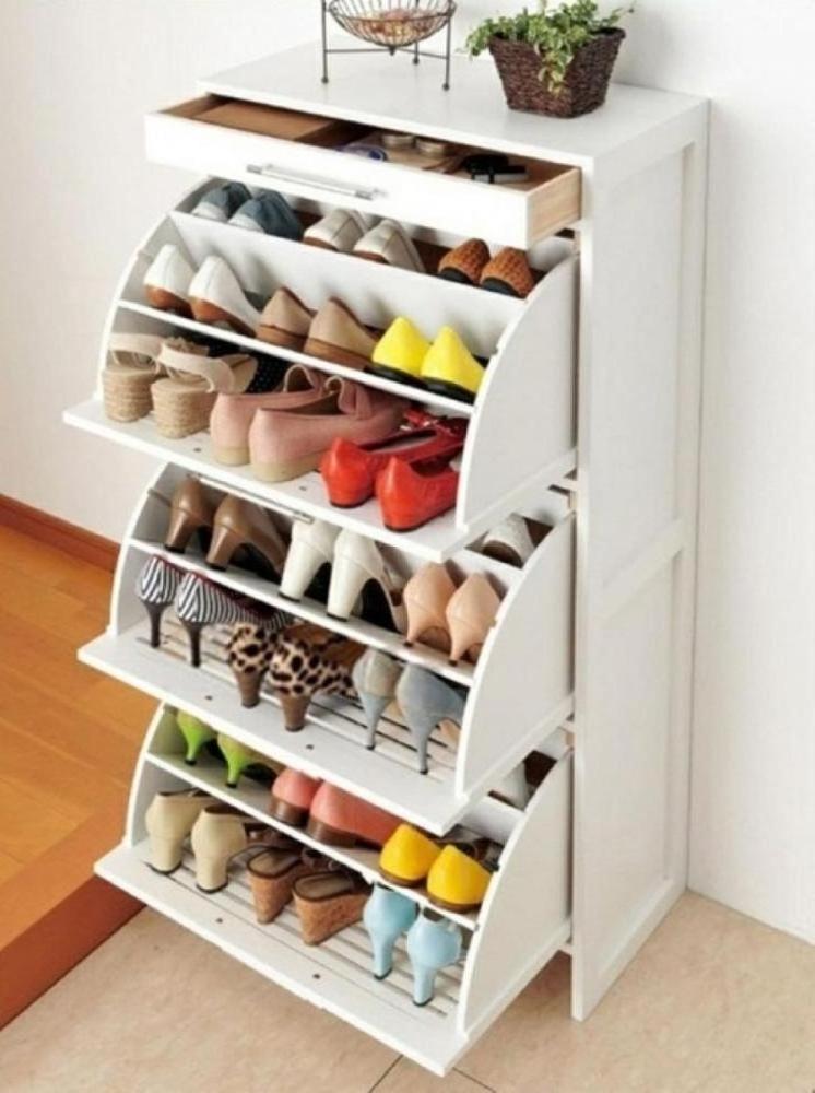 luxury glass  rotating shoe rack cabinet narrow plastic