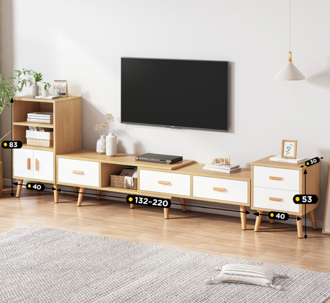 Nordic modern Telescopic TV cabinet tea table combination bedroom household wall cabinet