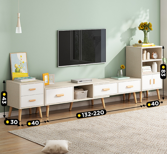 Nordic modern Telescopic TV cabinet tea table combination bedroom household wall cabinet