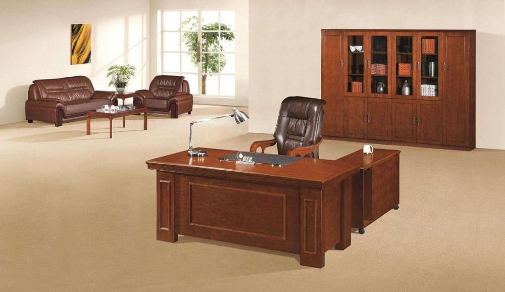 Luxury Boss Wooden Workstation Desk / Beautiful Hard Wood Executive Office Desk