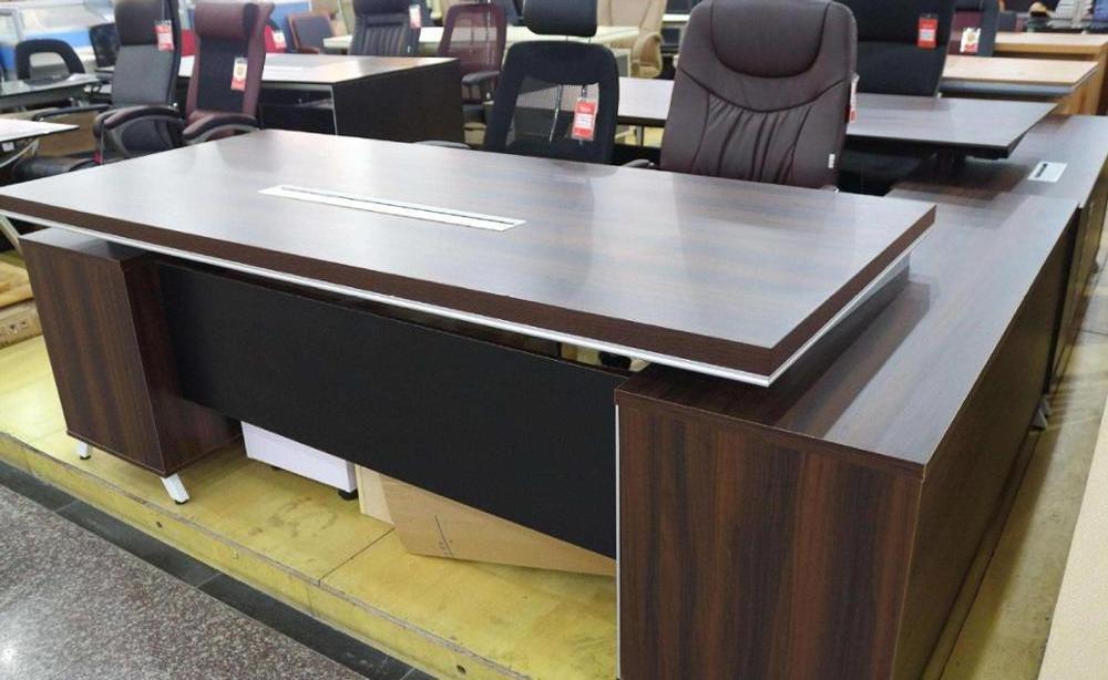 Luxury Boss Wooden Workstation Desk / Beautiful Hard Wood Executive Office Desk