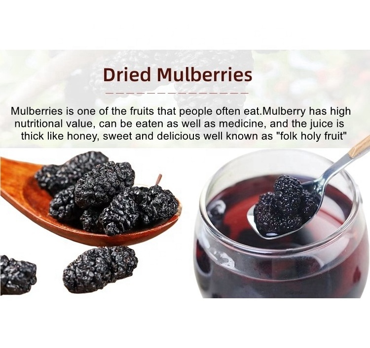 Chinese Natural raw pure Dry Tea Black Mulberry Fruit Sweet and Sour Soft dried organic Mulberries