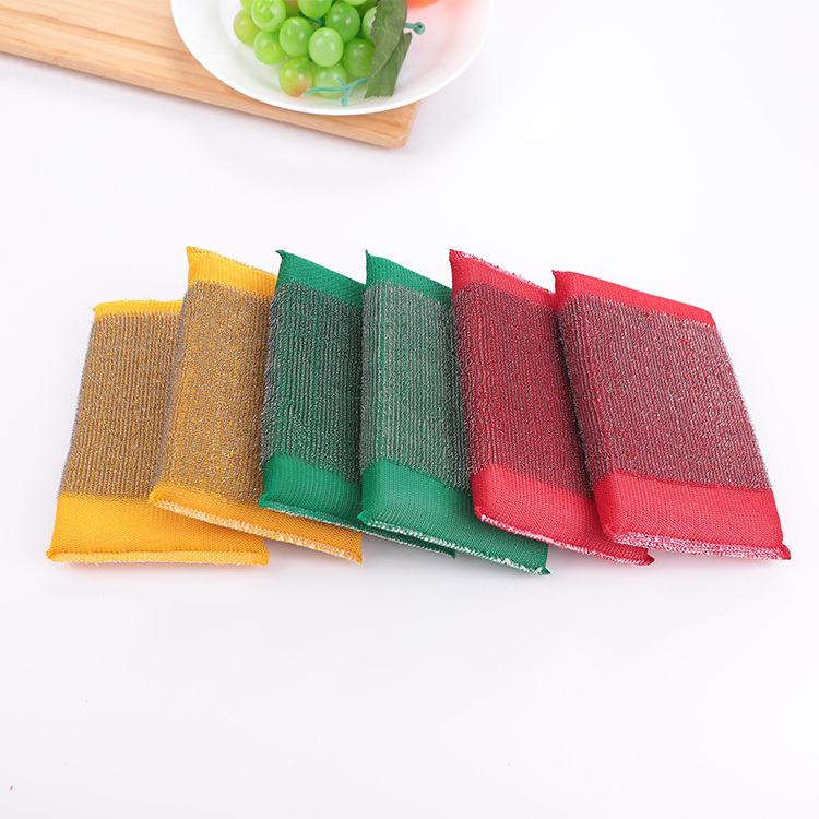 Wholesale OEM Factory Polyester Stainless Steel Wire Sponge Scouring Pad For Kitchen Pan Dish Pot Washing Cleaning