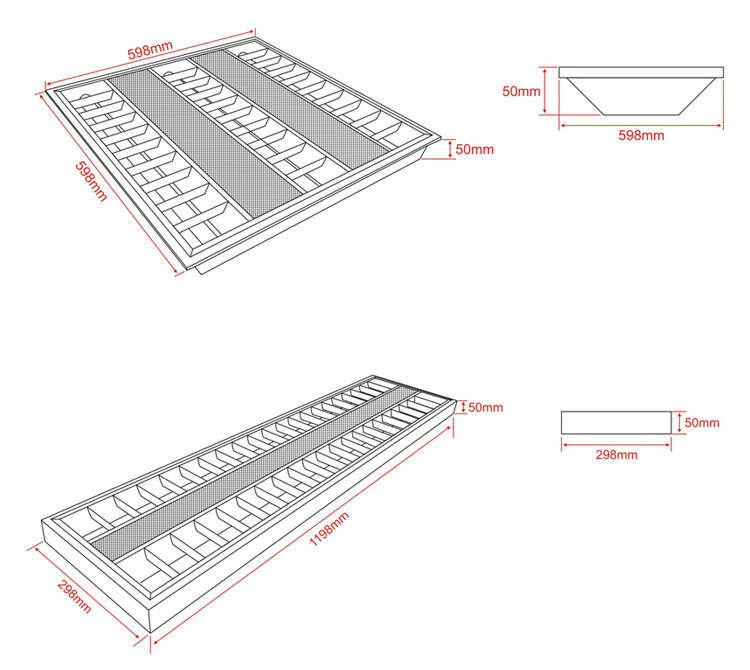 Office grid troffer fixture ceiling recessed mouZILBed steel housing T5 T8 high efficiency led grille light