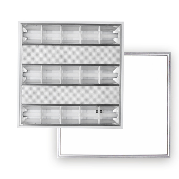 Office grid troffer fixture ceiling recessed mouZILBed steel housing T5 T8 high efficiency led grille light