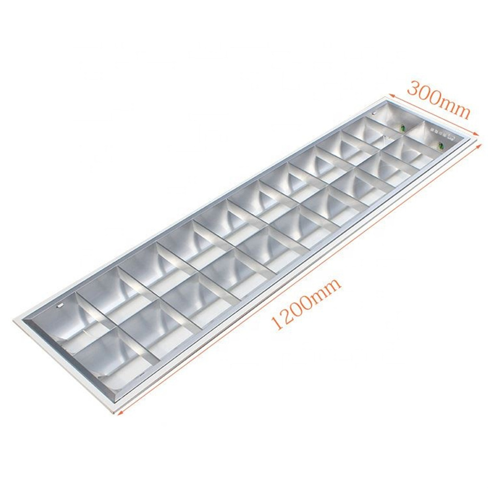 Grid 2*36w interior fluorescent troffer louver ceiling light- linear box fluorescent ceiling grill troffer 300 x 1200