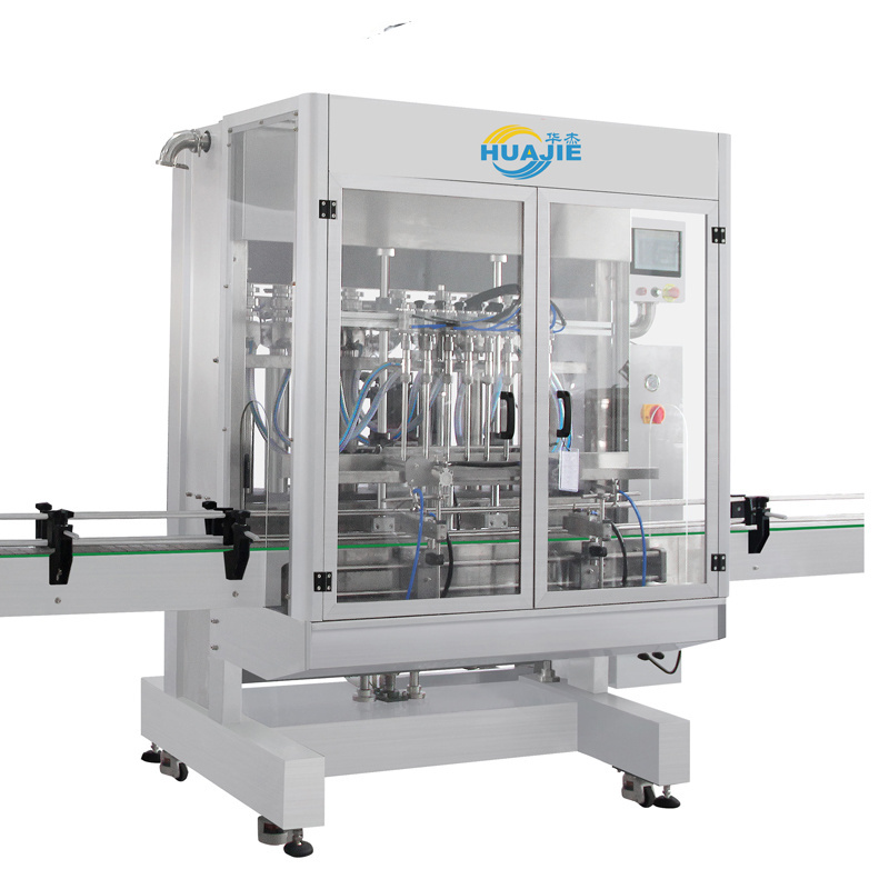 HUAJIE Fully Auto Multiple Filling Heads Linear Shampoo Nail Gel Polish Viscous Liquid Bottle Piston Filling Machine