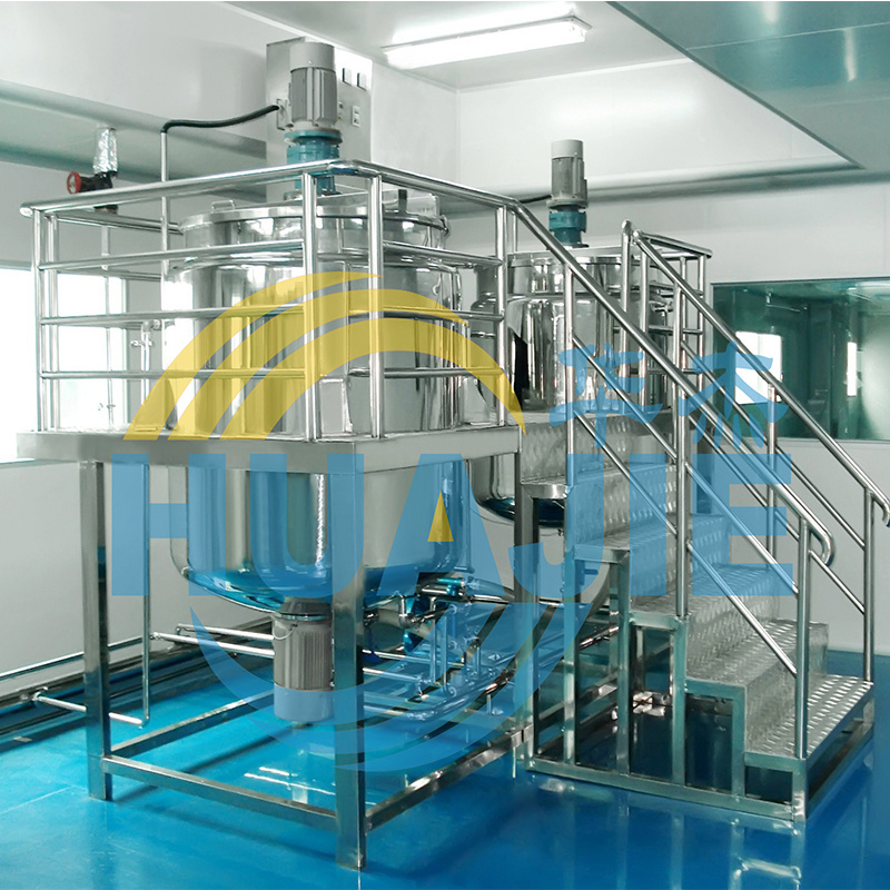 HUAJIE 500l 1000l 2000l liquid soap mixer shampoo making machine liquid mixing reactor mixer tank liquid soap making machine