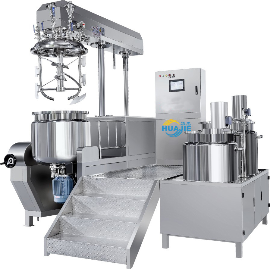 HUAJIE Industrial Toothpaste Production Line With Stainless Steel Vacuum Homogenizer Lotion ointment Face Cream Mixing Tank