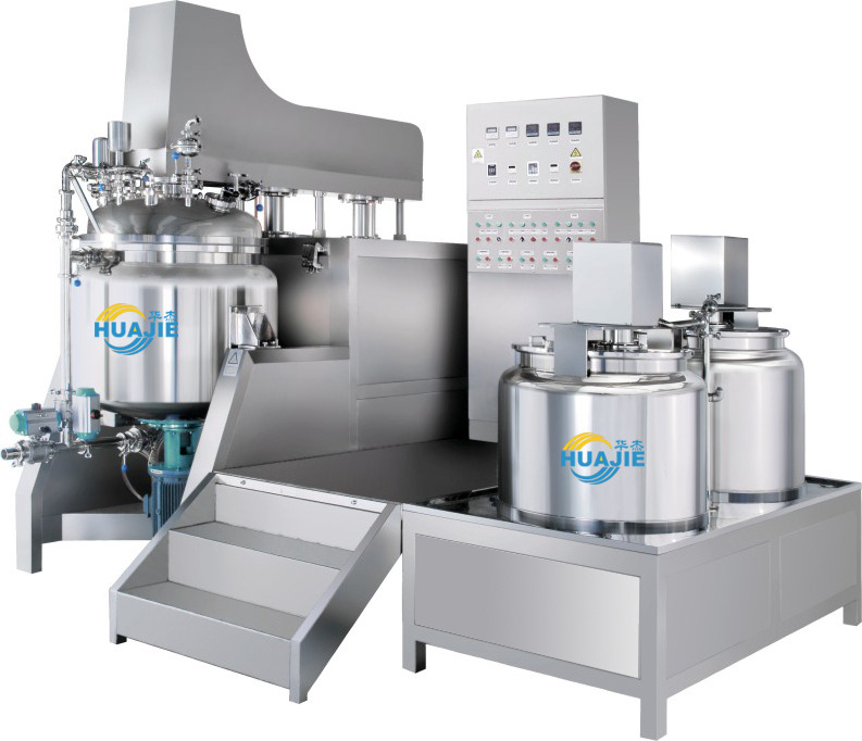 HUAJIE Industrial Toothpaste Production Line With Stainless Steel Vacuum Homogenizer Lotion ointment Face Cream Mixing Tank