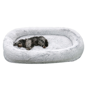 square Plush Human Large  xxl giant luxury  fabric cat Dog Kennel warming Pet Bed with Pillow